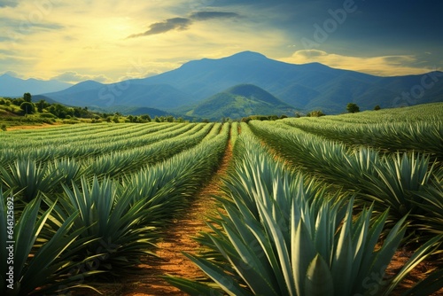Tablou canvas Beautiful agave fields in scenic Tequila, Jalisco mountains