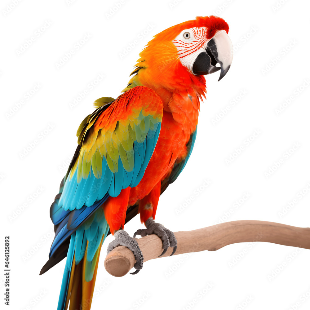 Obraz premium Red, blue, green and yellow macaw isolated on white background