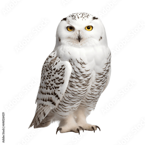 A snowy owl isolated on white