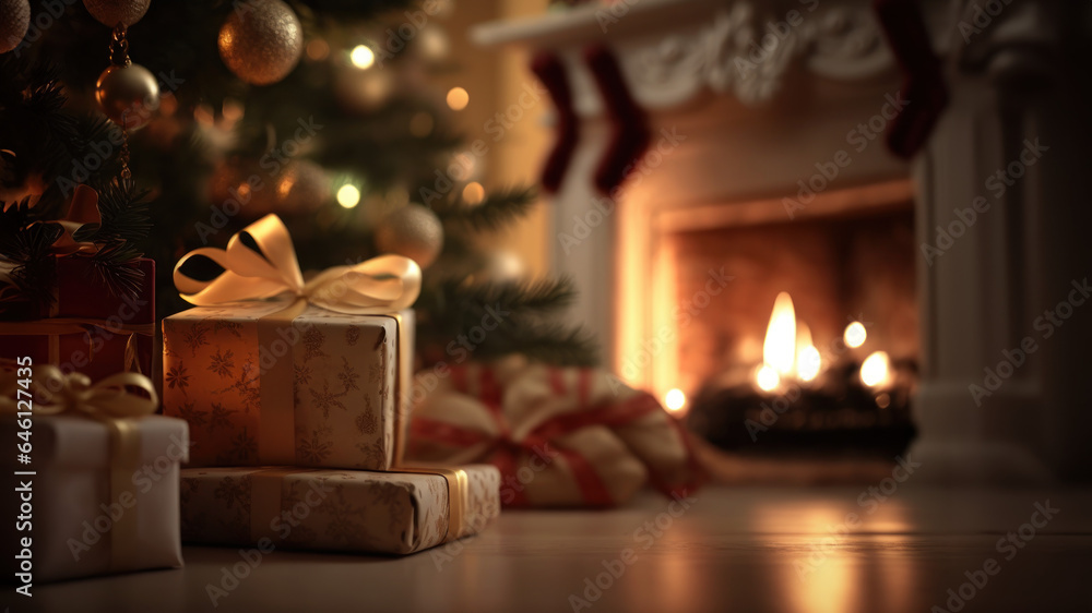 Christams scene with room for copy space created with Generative AI technology Christams scene with room for copy space created with Generative AI technology