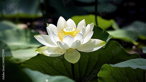 Beautiful lotus flower floating on water AI generated image