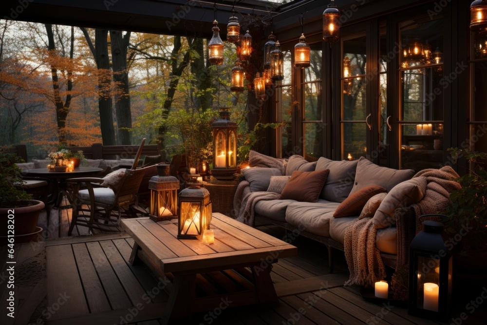 Fototapeta premium outdoor living room on a cold winter's day