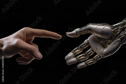 a robotic hand reaching into an open hand