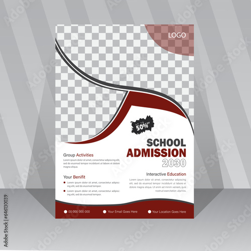 Flyer brochure cover template for Kids back to school education admission layout design. brochure cover layout for social or print. Junior and senior school admission promotion banner.