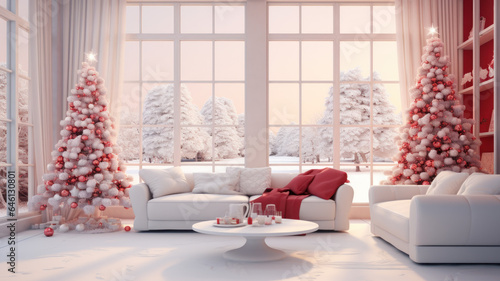 Pastel Christmas scene with room for copy space created with Generative AI technology