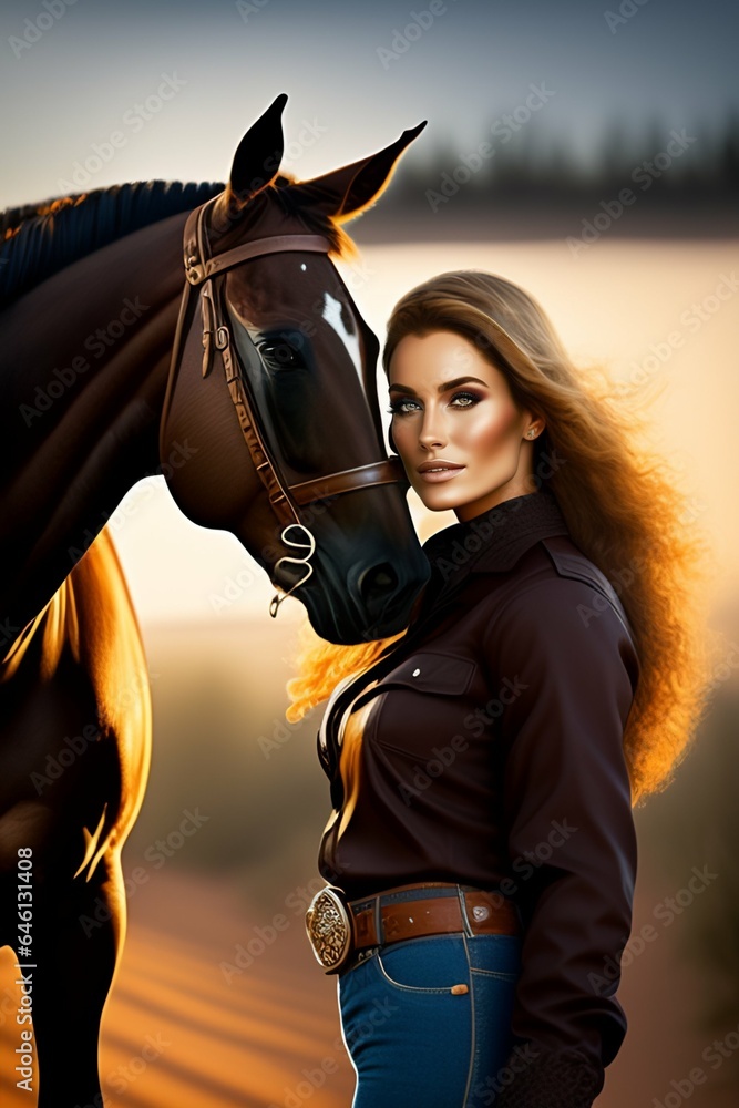 Obraz premium woman with horse