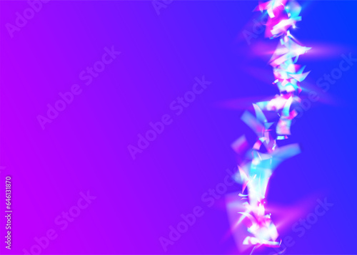 Cristal Effect. Neon Sparkles. Blue Party Texture. Laser Abstract Backdrop. Festive Art. Disco Design. Flying Foil. Holographic Tinsel. Purple Cristal Effect