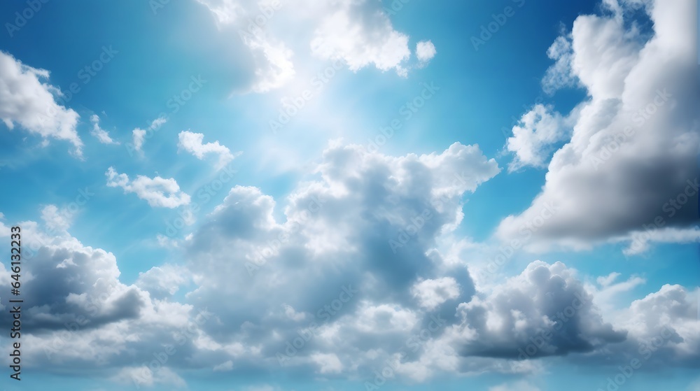 Fototapeta premium Realistic Cloudy Day Sky Background Daylight Blue Sky With Clouds Sunny Day Sky With Clouds Daytime Sky AI Generative