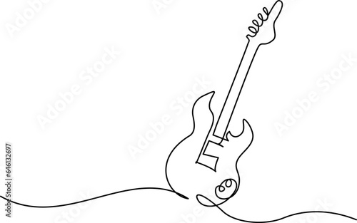 Musical instrument Electic Guitar. Continuous one line drawing.