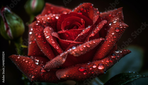 Vibrant pink blossom  wet with dew  celebrates fragility and elegance generated by AI