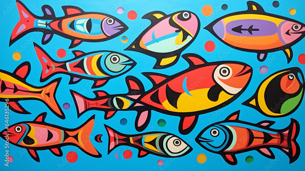 Obraz premium Painting in the style of north american indigemous peoples.