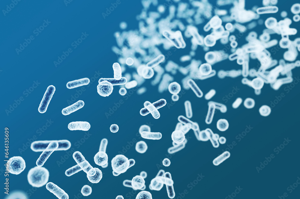Enterobacteriaceae, gram-negative rod-shaped bacteria, part of intestinal microbiome and causative agents of different infections, 3D rendering. Escherichia coli, Klebsiella, Enterobacter and other Enterobacteriaceae, gram-negative rod-shaped bacteria, part of intestinal microbiome and causative agents of different infections, 3D rendering. Escherichia coli, Klebsiella, Enterobacter and other