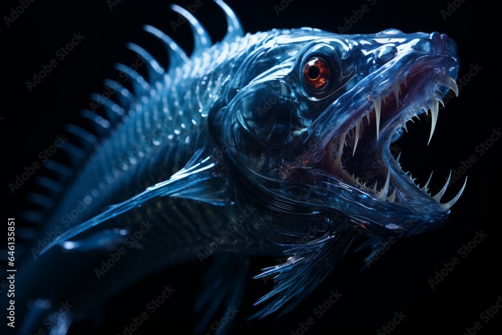 Fototapeta premium terrifying abyssal fish with big fangs