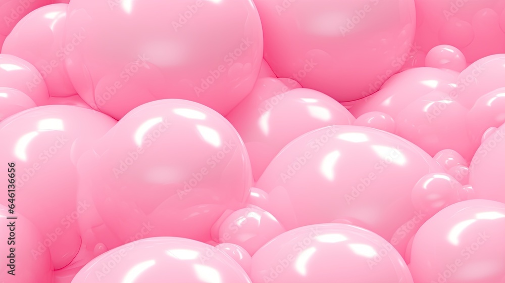 Seamless pink background of mix sizes pink pastel 3d spheres