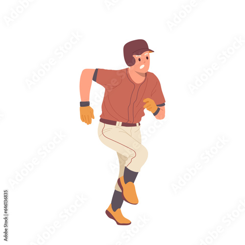 Angry excited baseball player professional sportsman cartoon character running isolated on white © Iryna Petrenko
