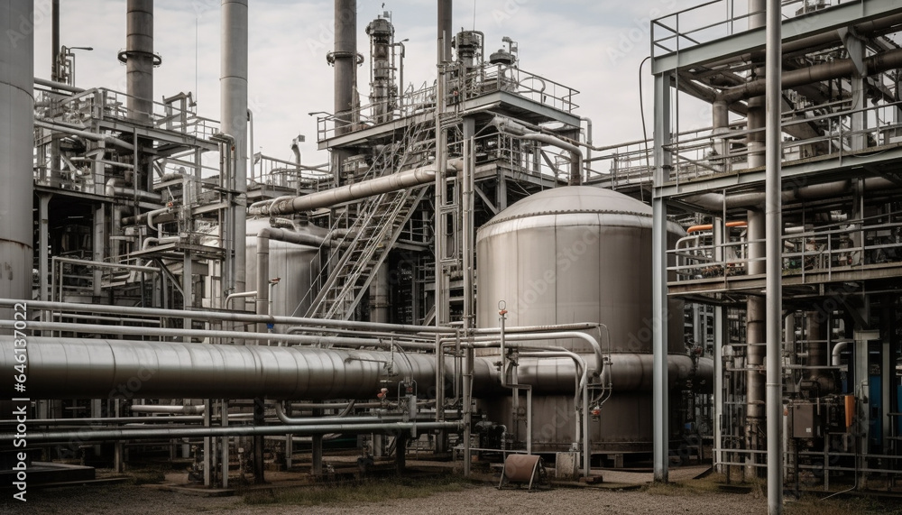 Metal refinery pipeline fuels industry with stainless steel equipment technology generated by AI