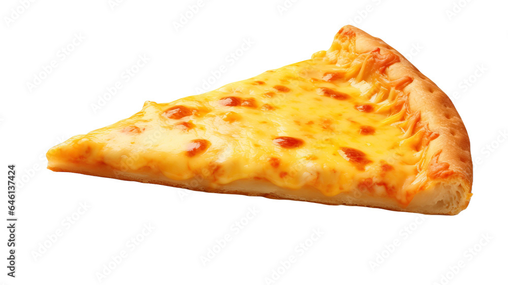 Slice of cheese pizza isolated on transparent or white background