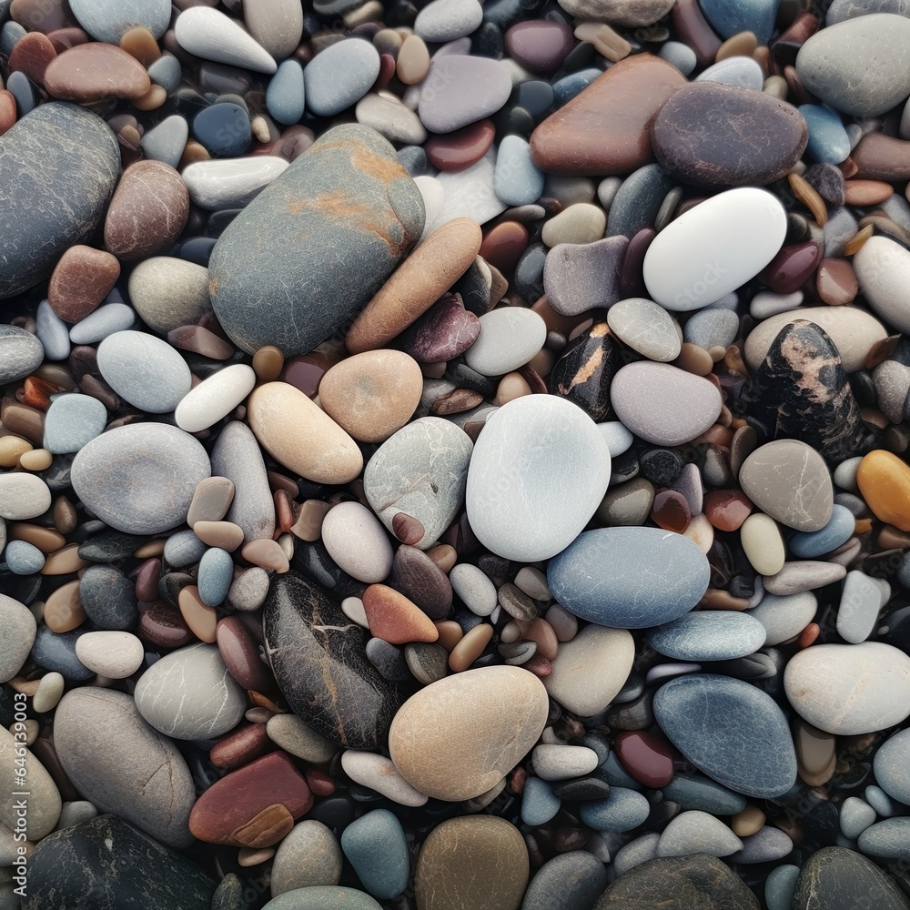 Sea stones, pebbles, top view, close-up Sea stones, pebbles, top view, close-up