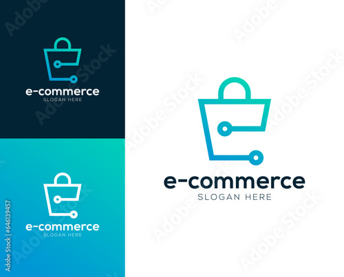 Abstract Initial letter E and Commerce logo design vector illustration