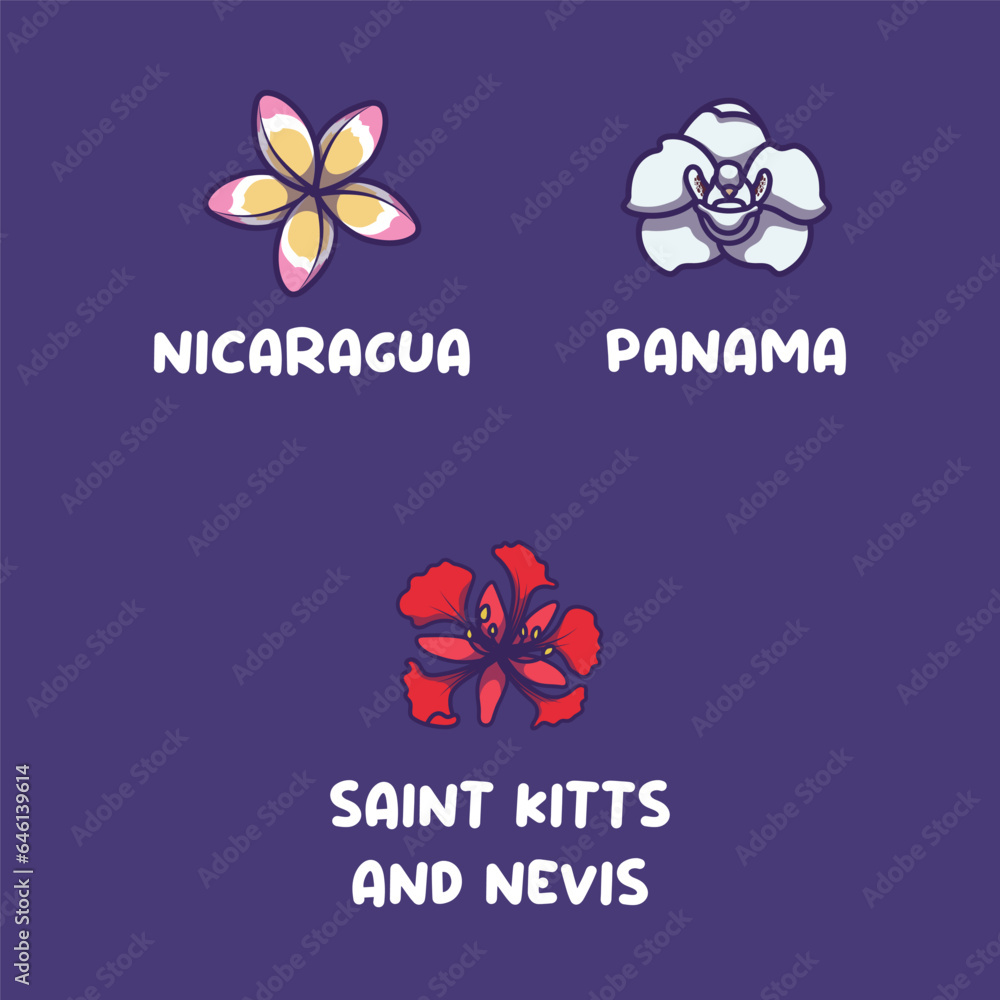 European national flowers for Nicaragua, Panama, Saint Kitts and Nevis European national flowers for Nicaragua, Panama, Saint Kitts and Nevis