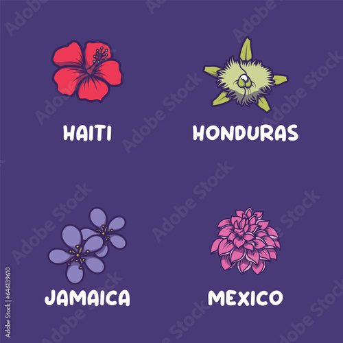 European national flowers for Haiti, Honduras, Jamaica, Mexico