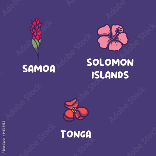 Oceania national flowers for Samoa, Solomon Islands, Tonga photo