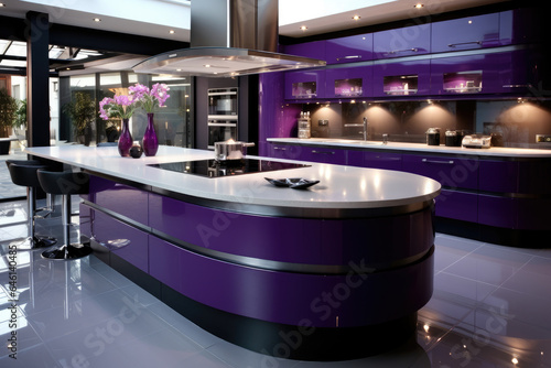 Elegant and Vibrant: A Modern Kitchen Awash in Luscious Shades of Purple