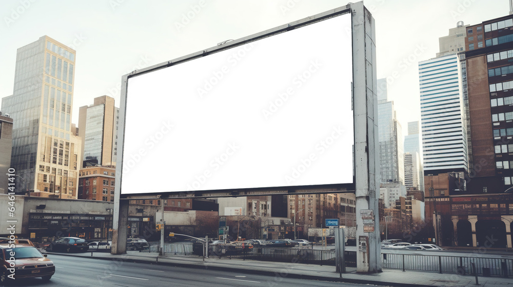 a blank billboard in a city. Transparent billboard template a blank billboard in a city. Transparent billboard template