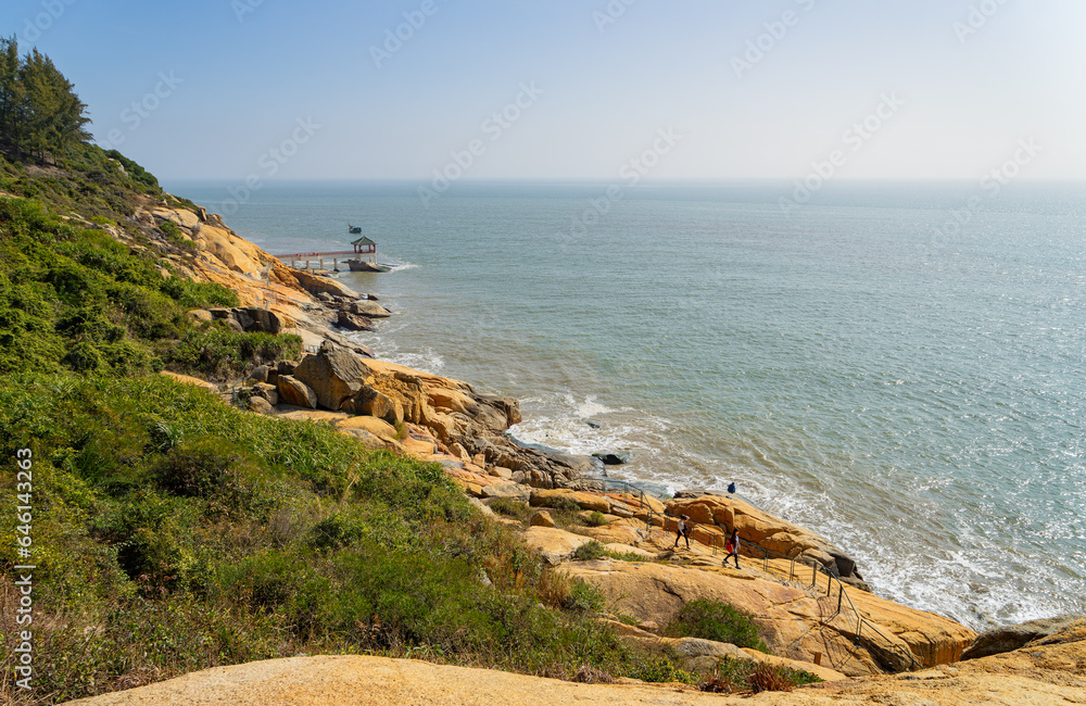 Sunny view of the landscape around Hac Sa Long Chao Kok Coastal Trail