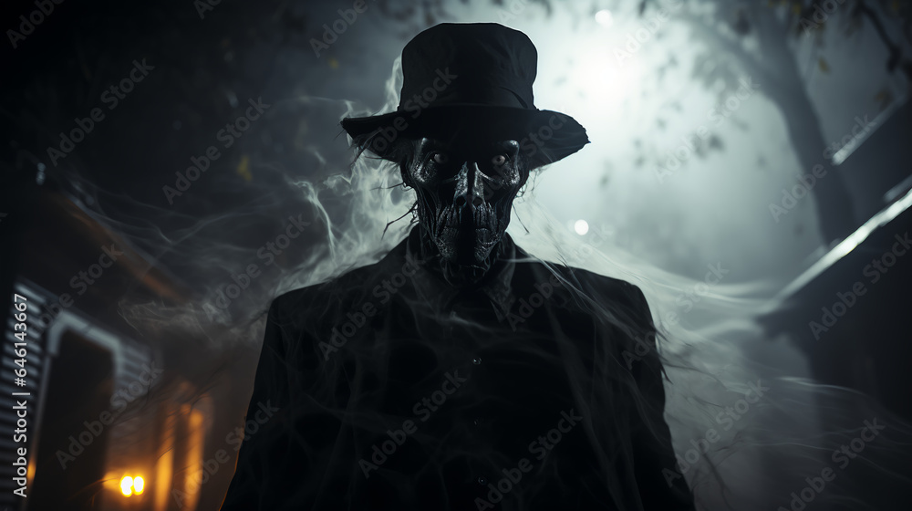 Halloween - Scary man in black hat 