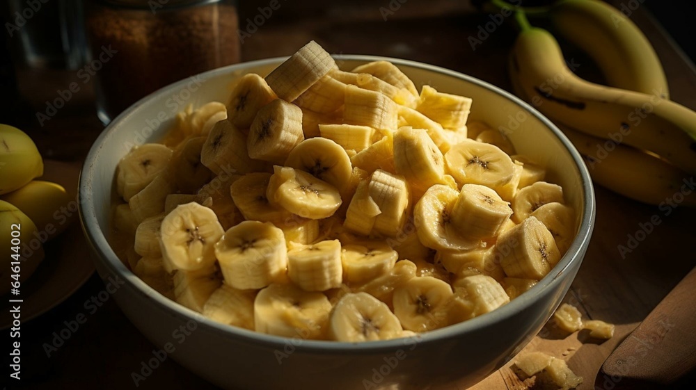 Bowl of sliced banana Bowl of sliced banana