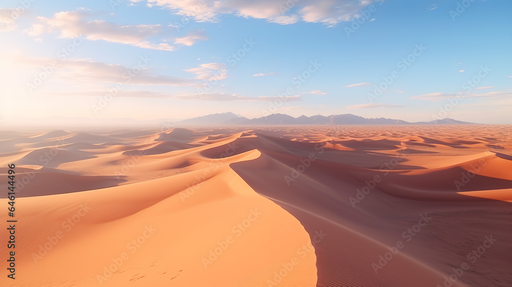 Aerial view of Beautiful sand dunes in the desert 