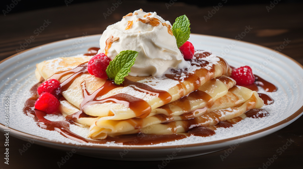 crepes with ice cream on top crepes with ice cream on top