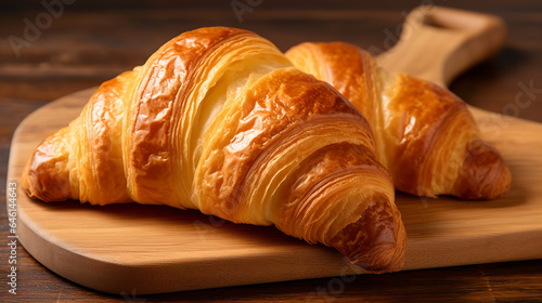 croissant on wooden table