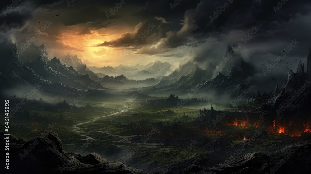 Dark Fantasy Landscape Game Art