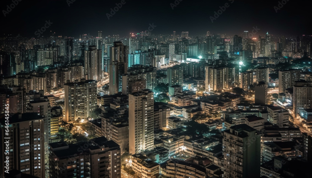 Fototapeta premium Beijing Glowing Skyscrapers Illuminate the City Business Growth at Sunset generated by AI