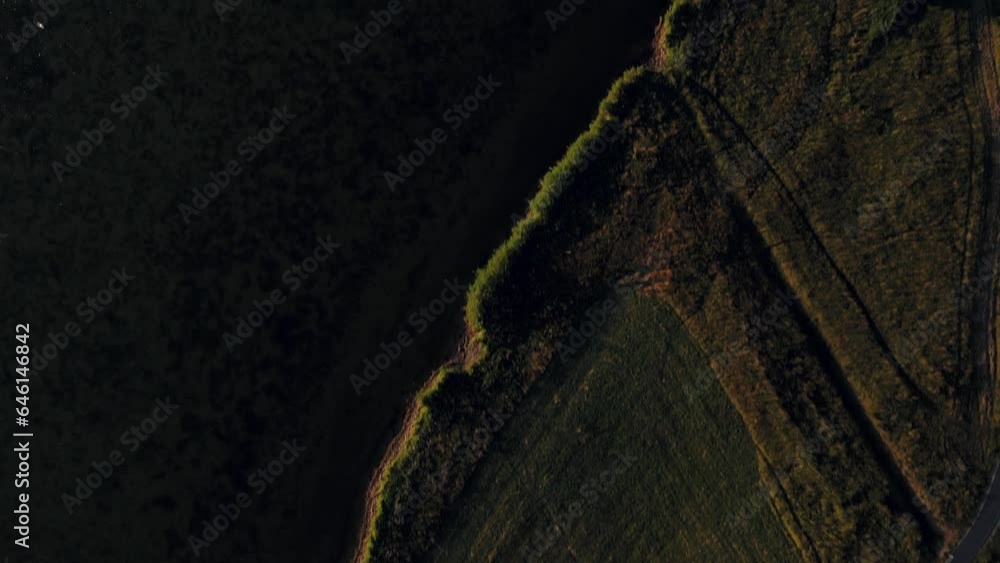 Aerial top down of the coast on the island of Rügen in the Baltic Sea