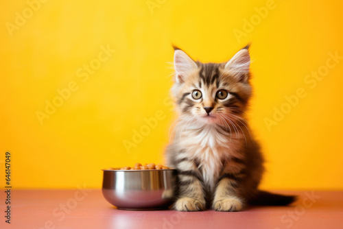 Cat's Delight: Whiskers by a Bowl of Food