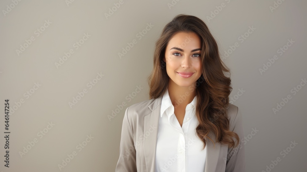 Young happy business woman portrait. Web banner with copy space Young happy business woman portrait. Web banner with copy space