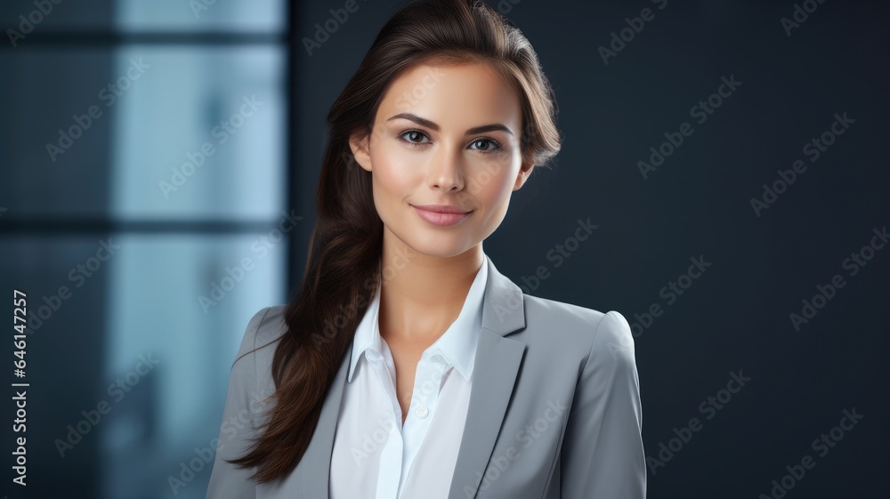 Young happy business woman portrait. Web banner with copy space Young happy business woman portrait. Web banner with copy space
