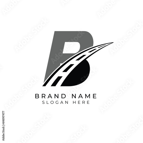 Letter B logo asphalt for identity. Construction template vector illustration for brand