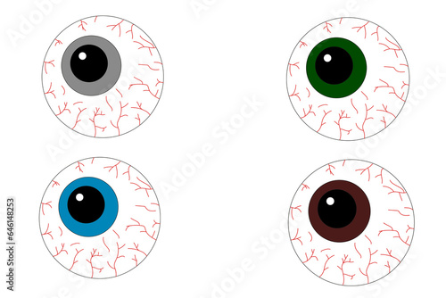 colored eyes halloween with blood vessels isolated