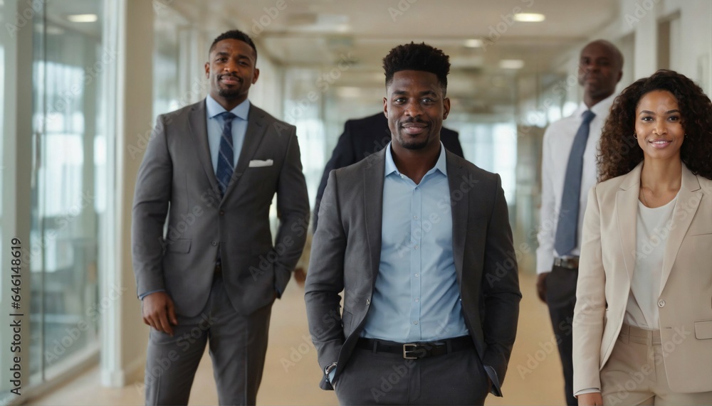 Black and white individuals embodying professionalism and confidence, striking powerful poses as a symbol of a dynamic corporate team’s strength and synergy Black and white individuals embodying professionalism and confidence, striking powerful poses as a symbol of a dynamic corporate team’s strength and synergy