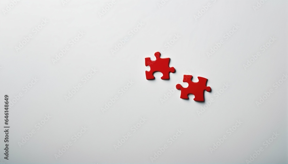 Obraz premium Community concept of successful teamwork connection with two jigsaw puzzle pieces fitting perfectly, isolated on white background