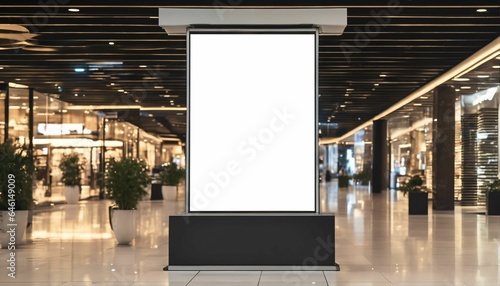 Fotografia Digital media blank black and white screen modern panel signboard for advertisem