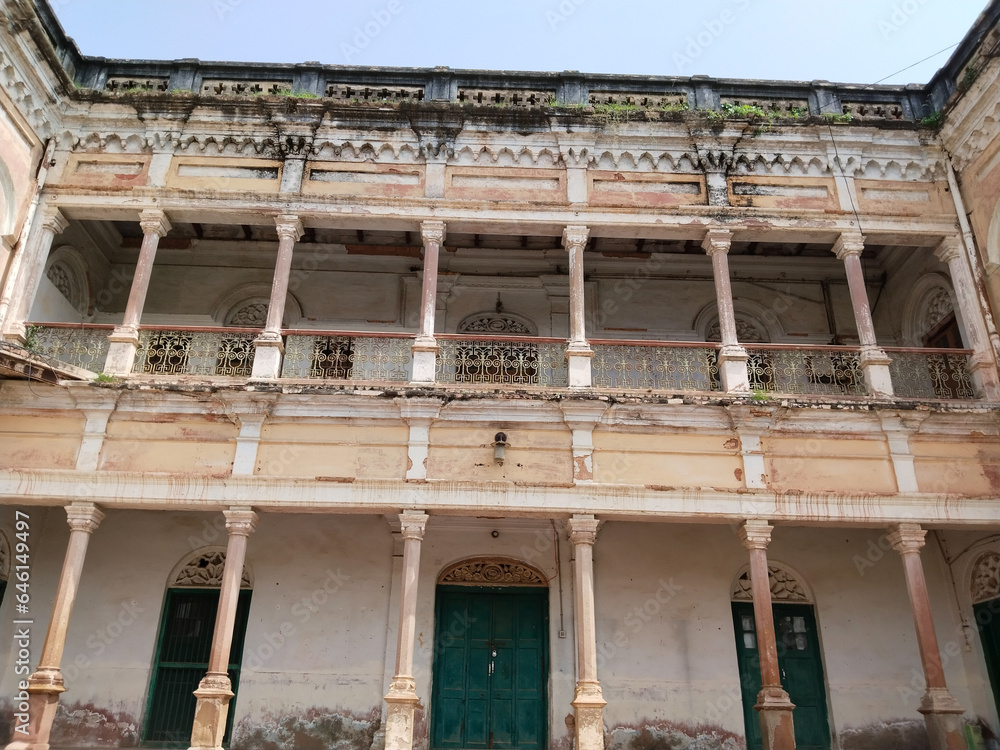 architecture of Ramnagar Fort on the banks of the ganges in Varanasi, India.