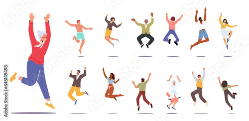 People Jump By Propelling Themselves Off The Ground Using Their Legs. Characters Experiencing A Brief Moment