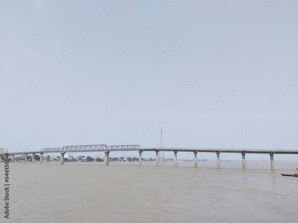Lal Bahadur Shastri bridge on the ganga river in india, varanasi