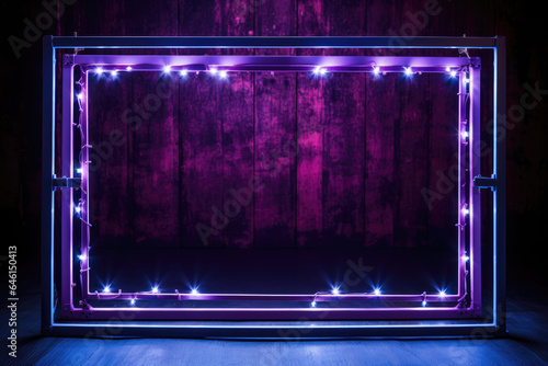 Vibrant purple neon frame with colorful lights inside. Perfect for adding touch of brightness and excitement to any project.