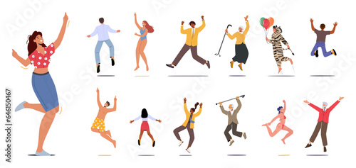 Wallpaper Mural Character Jump By Propelling Their Bodies Off The Ground Using Their Legs Momentarily Defying Gravity, Vector Set Torontodigital.ca